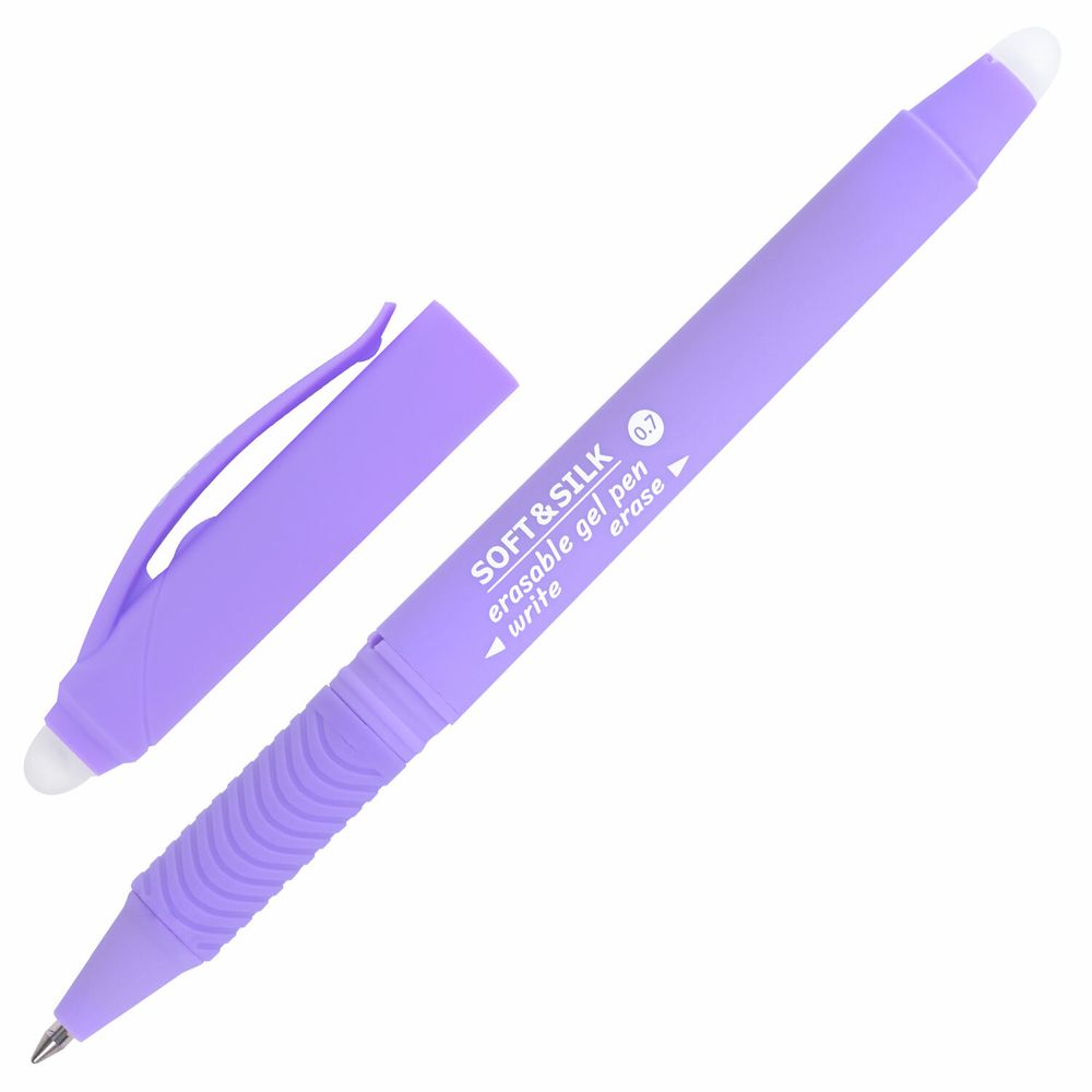Ручка стираемая гелевая с грипом BRAUBERG "SOFT&SILK PASTEL", СИНЯЯ, корпус ассорти, узел 0,7 мм