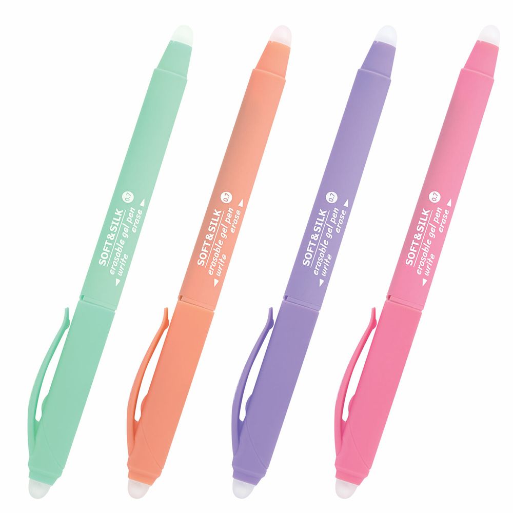 Ручка стираемая гелевая с грипом BRAUBERG "SOFT&SILK PASTEL", СИНЯЯ, корпус ассорти, узел 0,7 мм
