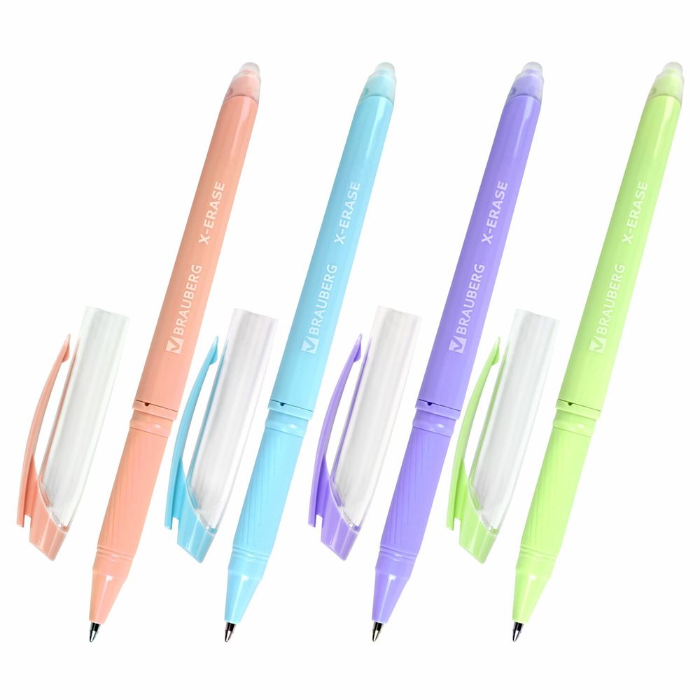 Ручка стираемая гелевая с грипом BRAUBERG X-ERASE PASTEL, СИНЯЯ, узел 0,7 мм, линия 0,35 мм