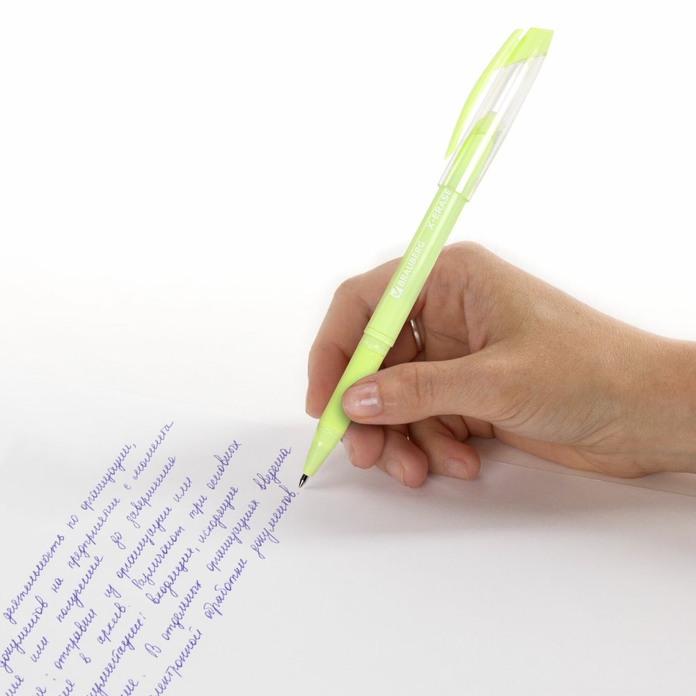 Ручка стираемая гелевая с грипом BRAUBERG X-ERASE PASTEL, СИНЯЯ, узел 0,7 мм, линия 0,35 мм