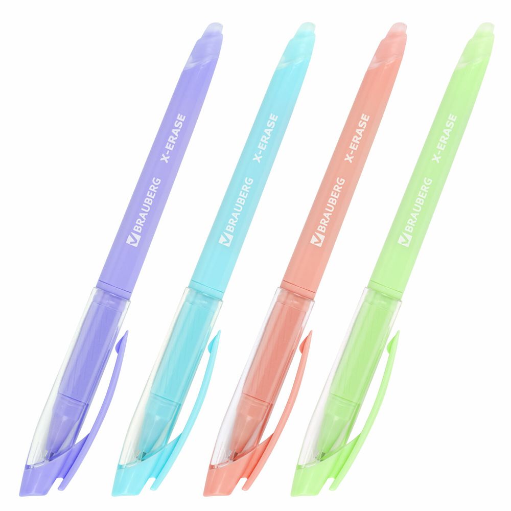 Ручка стираемая гелевая с грипом BRAUBERG X-ERASE PASTEL, СИНЯЯ, узел 0,7 мм, линия 0,35 мм