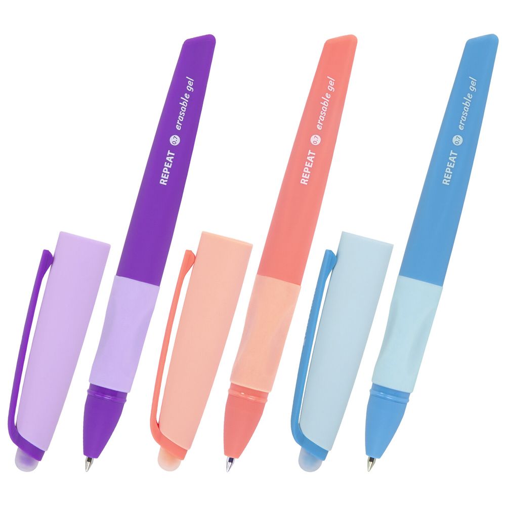 Ручка стираемая гелевая с эргономичным грипом BRAUBERG REPEAT COLOR, СИНЯЯ, ассорти, 0,5 м