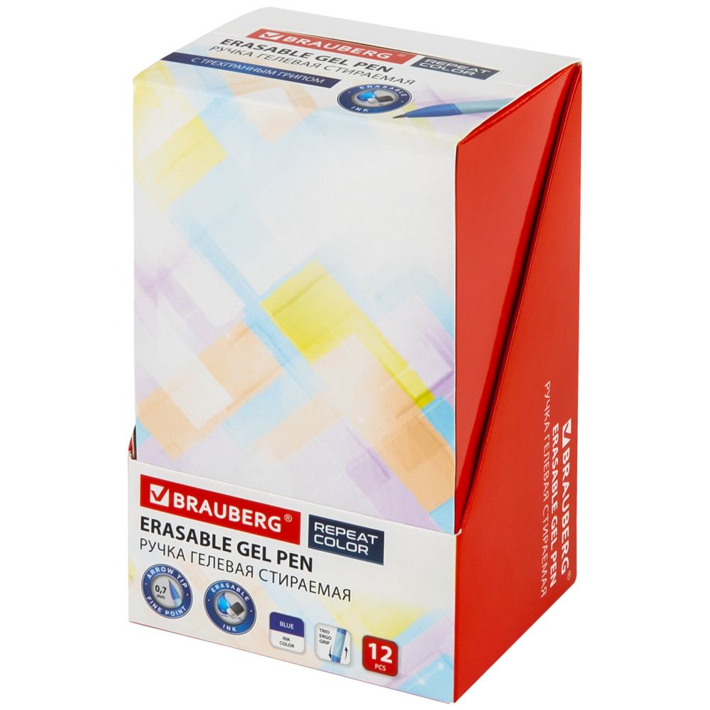 Ручка стираемая гелевая с эргономичным грипом BRAUBERG REPEAT COLOR, СИНЯЯ, ассорти, 0,5 м