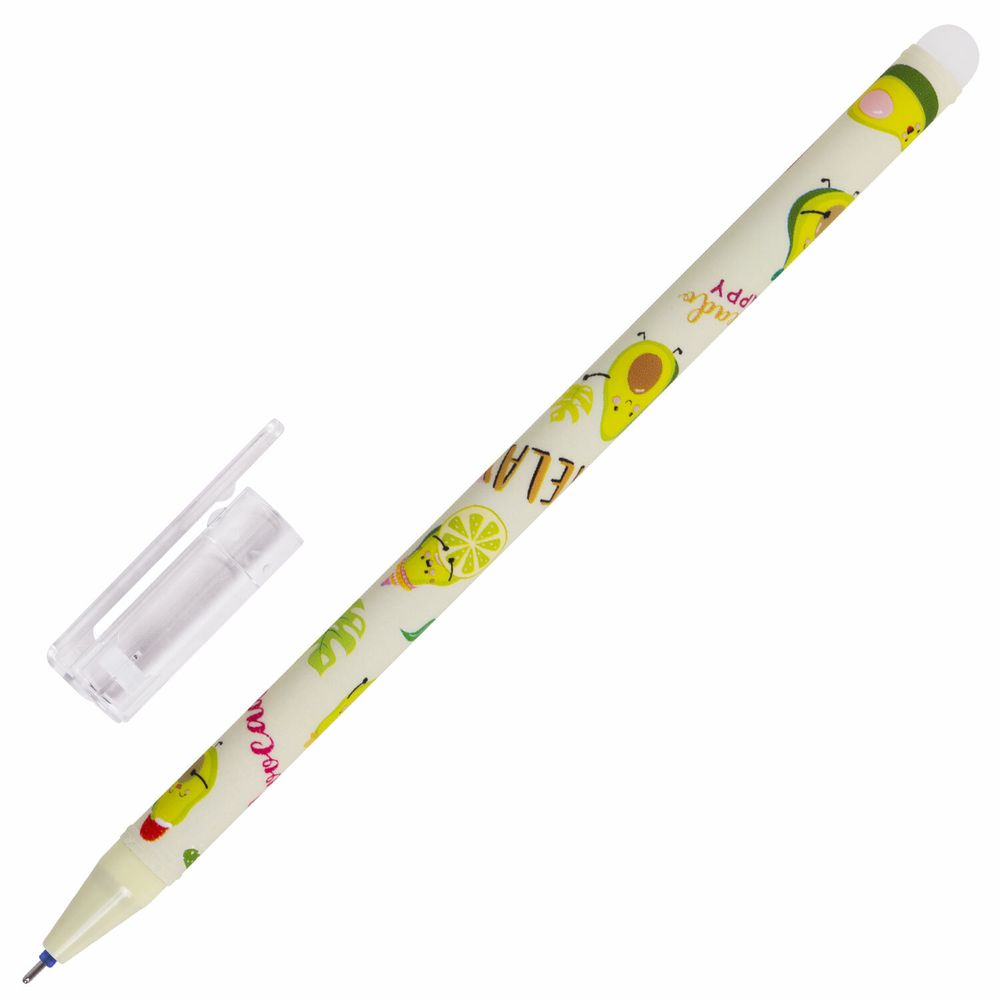 Ручки стираемые гелевые BRAUBERG KIDS "AVOCADO", СИНИЕ, КОМПЛЕКТ 12 ШТУК, игольчатый наконечник 0,5 мм, линия 0,35 мм