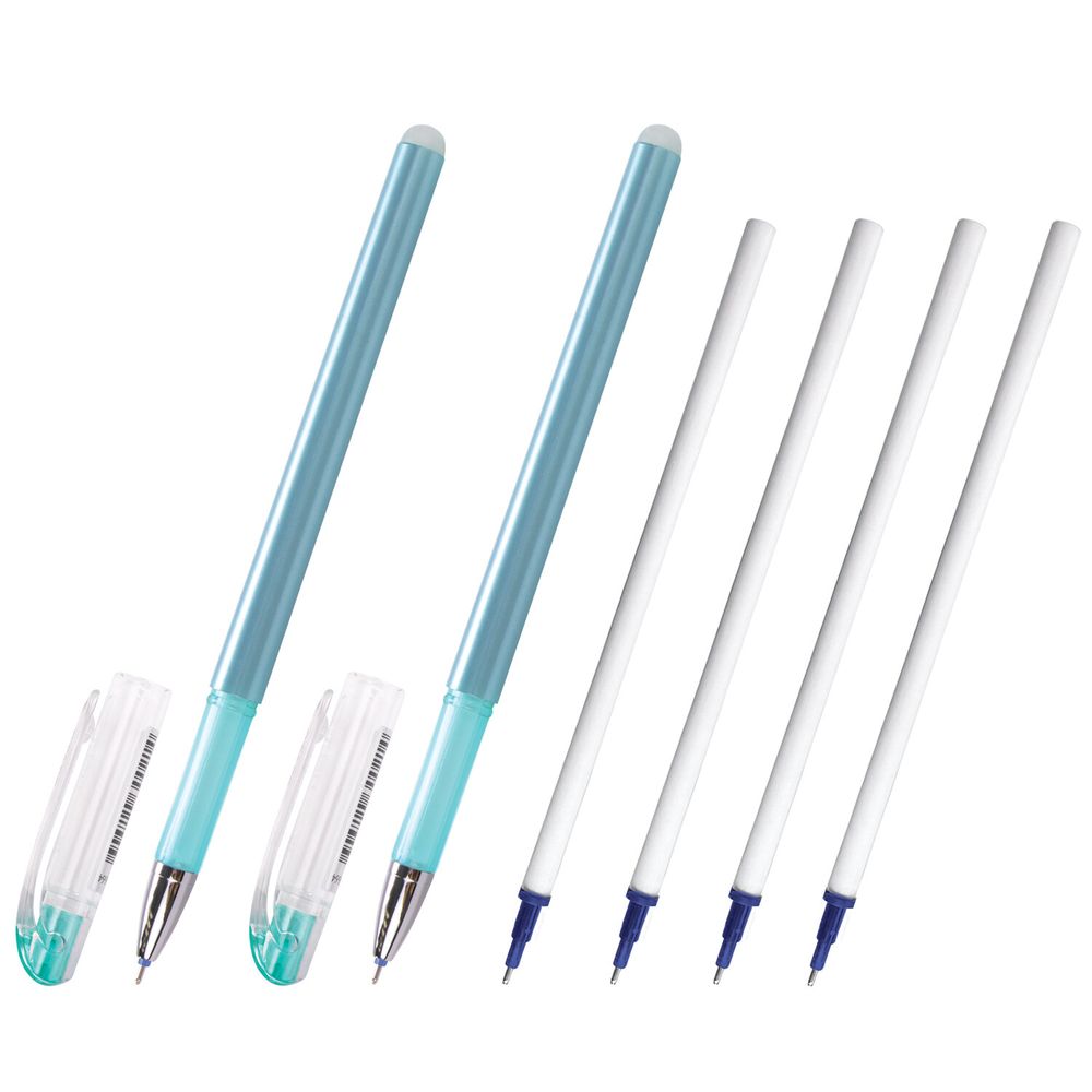 Ручки стираемые гелевые STAFF "College" EGP, НАБОР 2 штуки, СИНИЕ, + 4 сменных стержня, игольчатый узел 0,5 мм, линия письма 0,38 мм