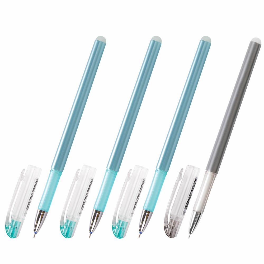 Ручки стираемые гелевые STAFF "College" EGP-664, НАБОР 4 штуки (3 СИНИХ, 1 ЧЕРНАЯ), игольчатый узел 0,5 мм, линия письма 0,38 мм