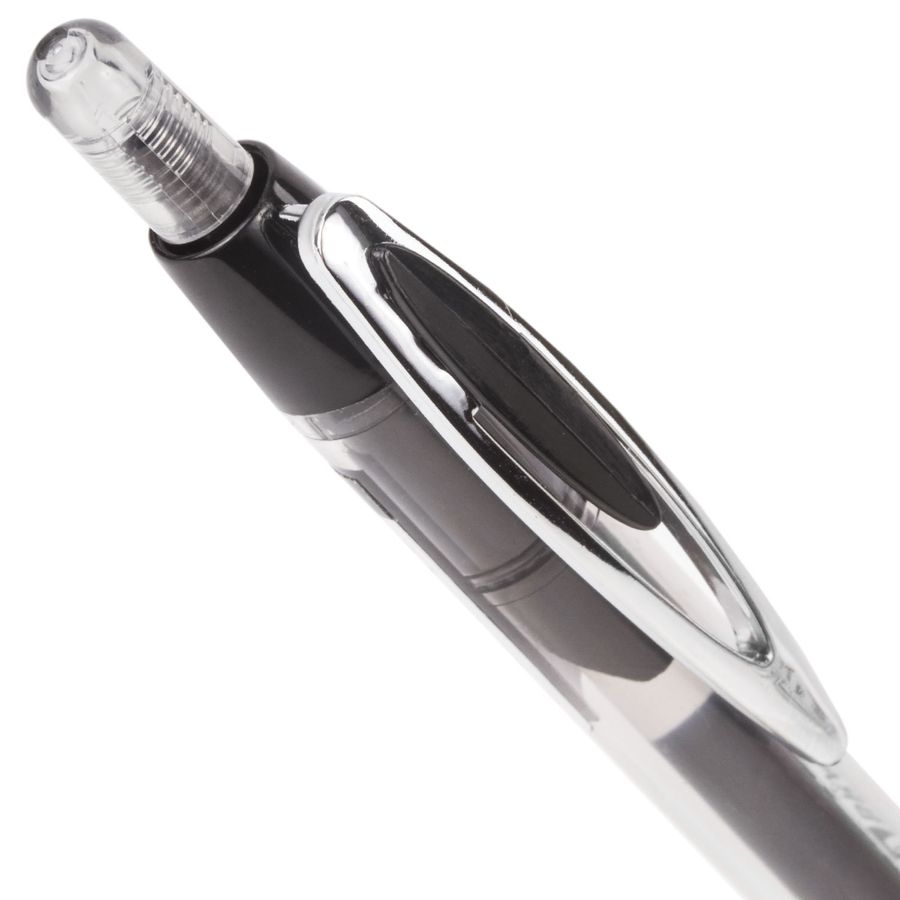 Ручка гелевая автоматическая с грипом BRAUBERG "Officer", ЧЕРНАЯ, корпус тонированный черный, узел 0,5 мм, линия письма 0,35 мм