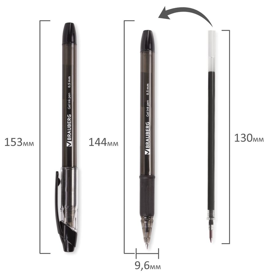 Ручка гелевая с грипом BRAUBERG "Samurai", ЧЕРНАЯ, корпус тонированный, узел 0,5 мм, линия письма 0,35 мм