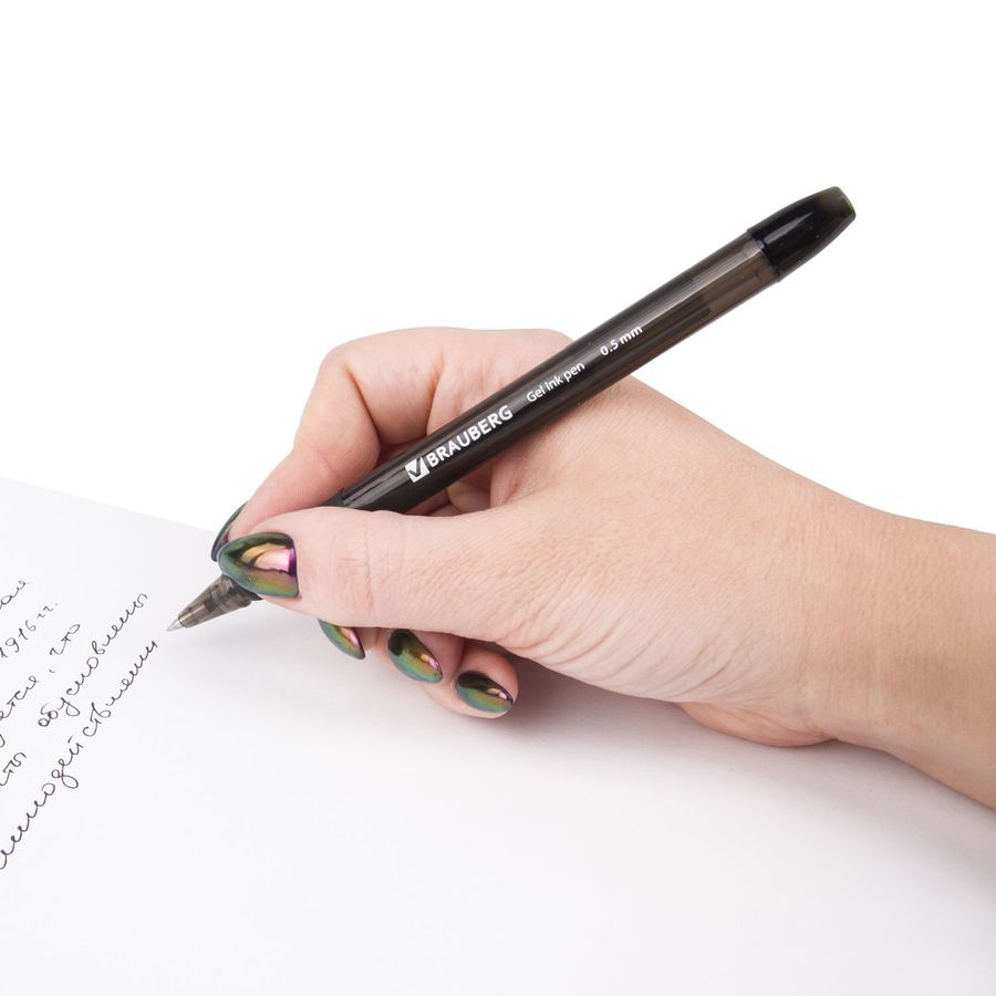 Ручка гелевая с грипом BRAUBERG "Samurai", ЧЕРНАЯ, корпус тонированный, узел 0,5 мм, линия письма 0,35 мм
