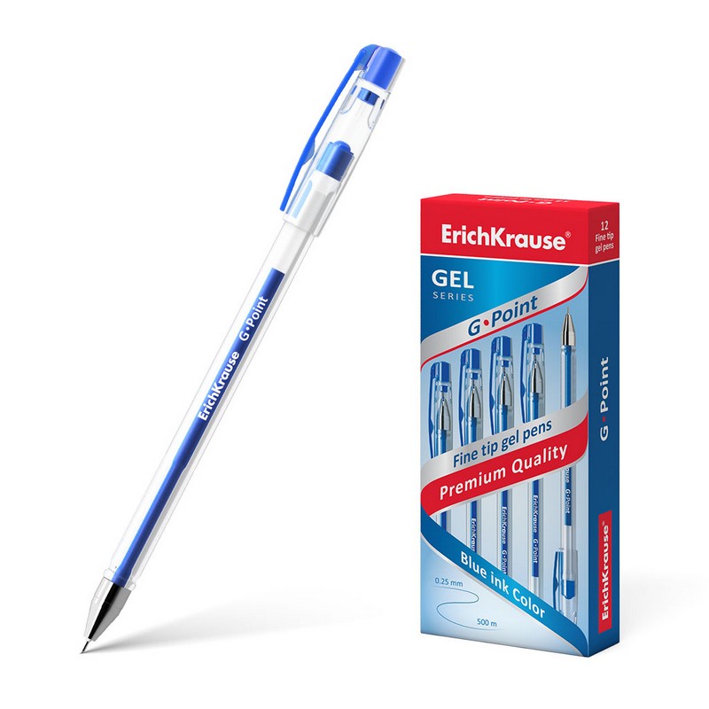 Ручка гелевая Erich Krause G-POINT, 0,38 мм, синий