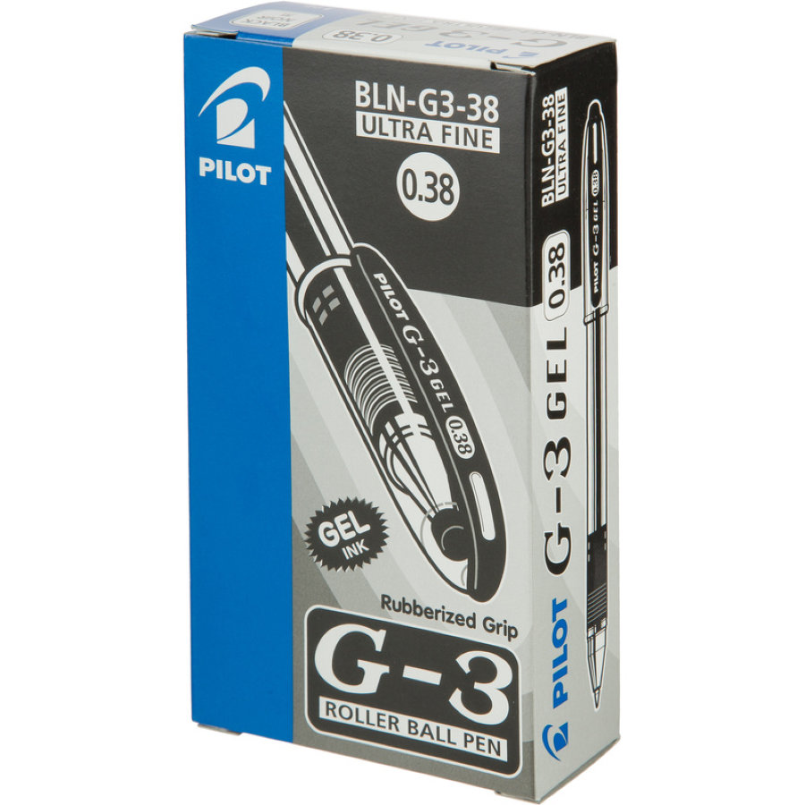 Ручка гелевая Pilot BLN-G3-38-B G3, 0,38мм, с резиновым упором, черная