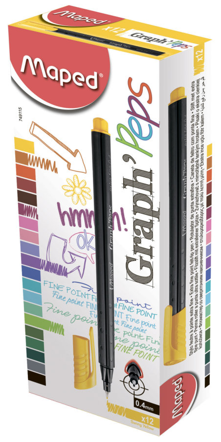 Ручка капиллярная MAPED GRAPH, 0,4мм, желтая
