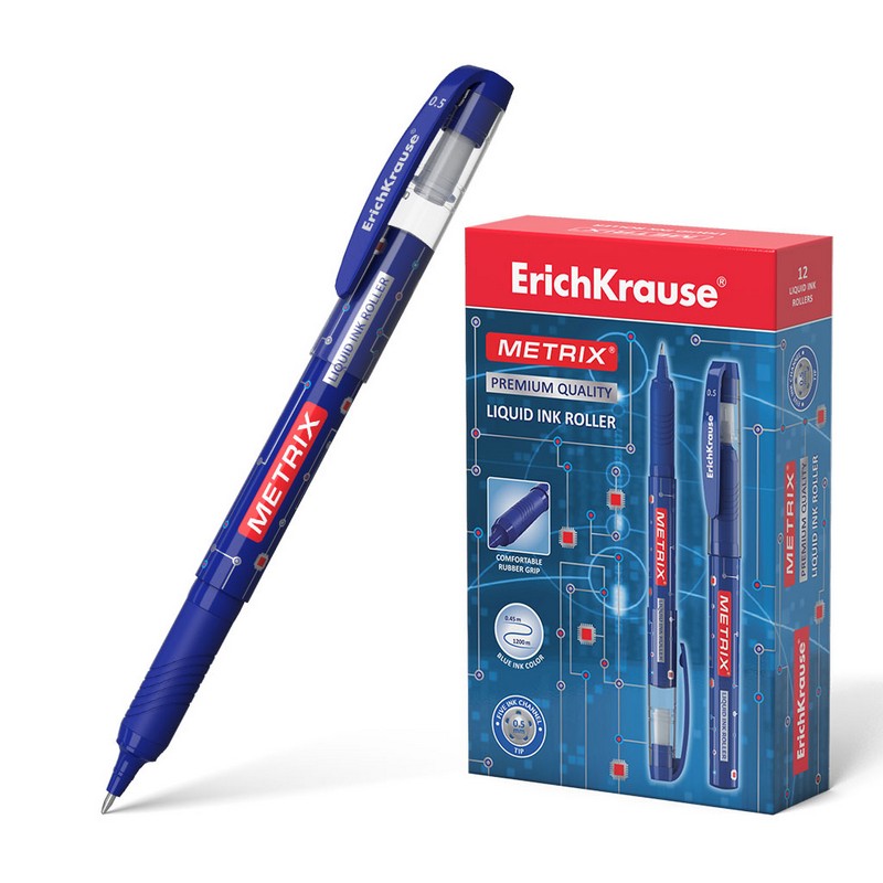 Ручка-роллер ErichKrause Metrix, цвет чернил синий 