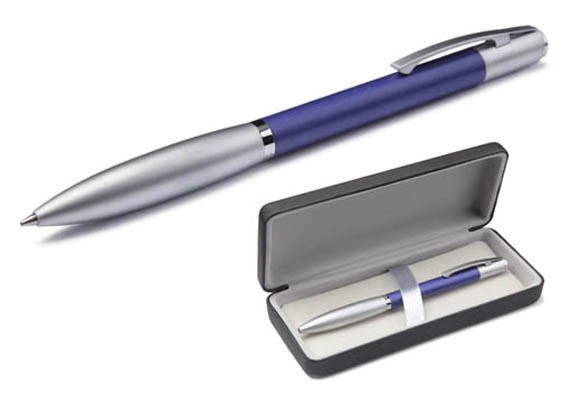 Ручка шариковая ScriNova Avanti, син. корпус с мат. серебром, черная