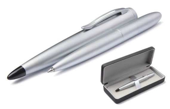 Ручка шариковая ScriNova Compact (stylus), серебристый матовый корпус, черная