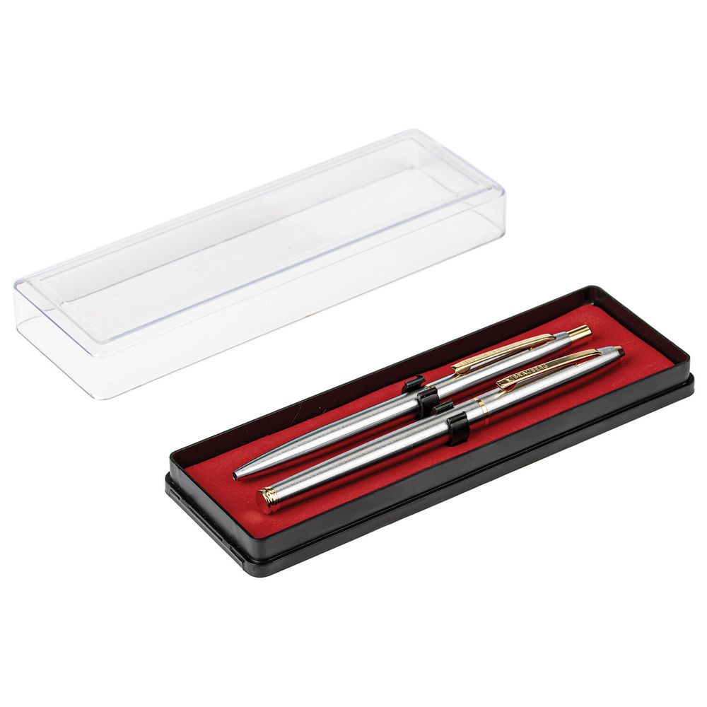 Набор ручек подарочных BRAUBERG Brioso, СИНИЕ, 2 шт.: шариковая, перьевая, серебистые с золотистым