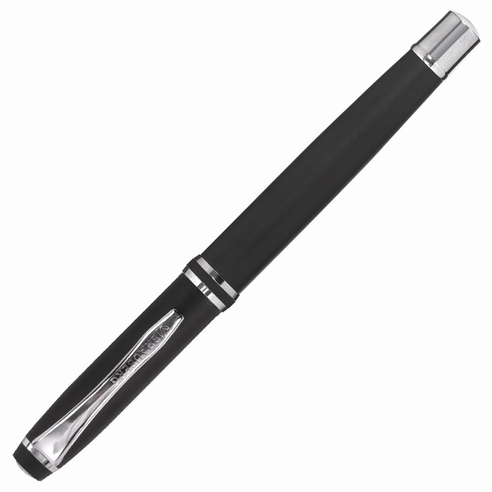 Набор ручек подарочных BRAUBERG Duetto, СИНИЕ, 2 шт.: шариковая, перьевая, черный с хромированными деталями