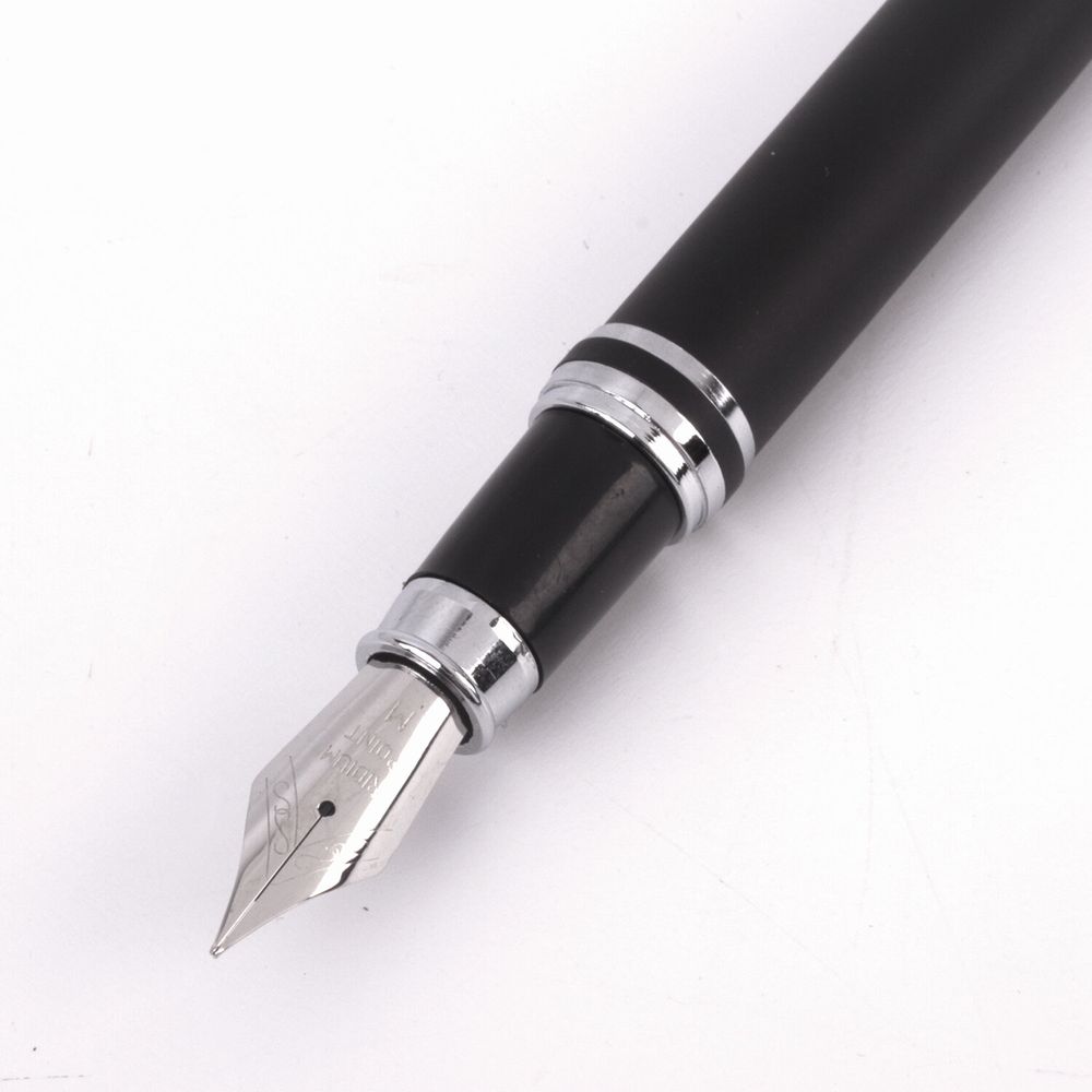 Набор ручек подарочных BRAUBERG Duetto, СИНИЕ, 2 шт.: шариковая, перьевая, черный с хромированными деталями