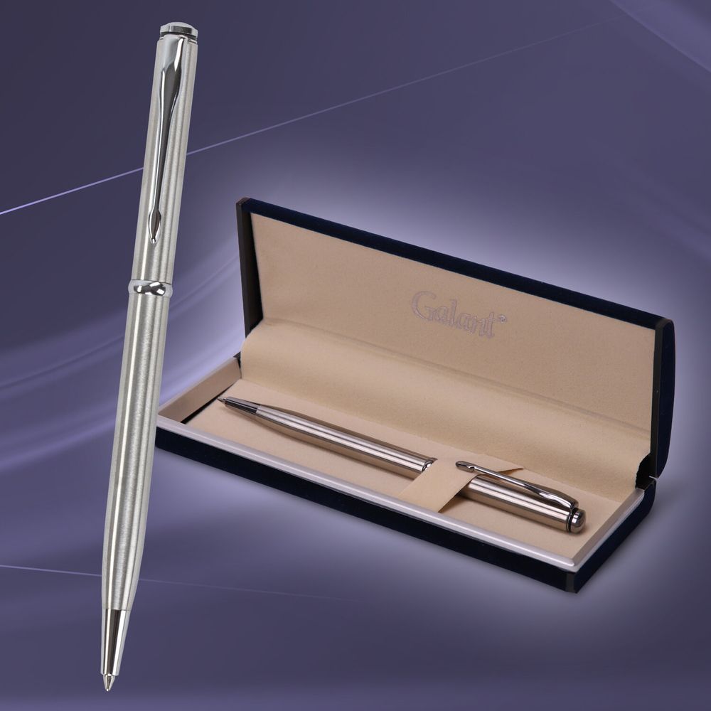 Ручка шариковая GALANT "Arrow Chrome", корпус серебристый, ежедневник недатированный, А5, синий, пакет