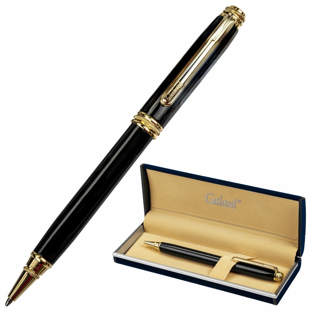 Ручка шариковая GALANT "Black", корпус черный, ежедневник недатированный А5 черный, пакет