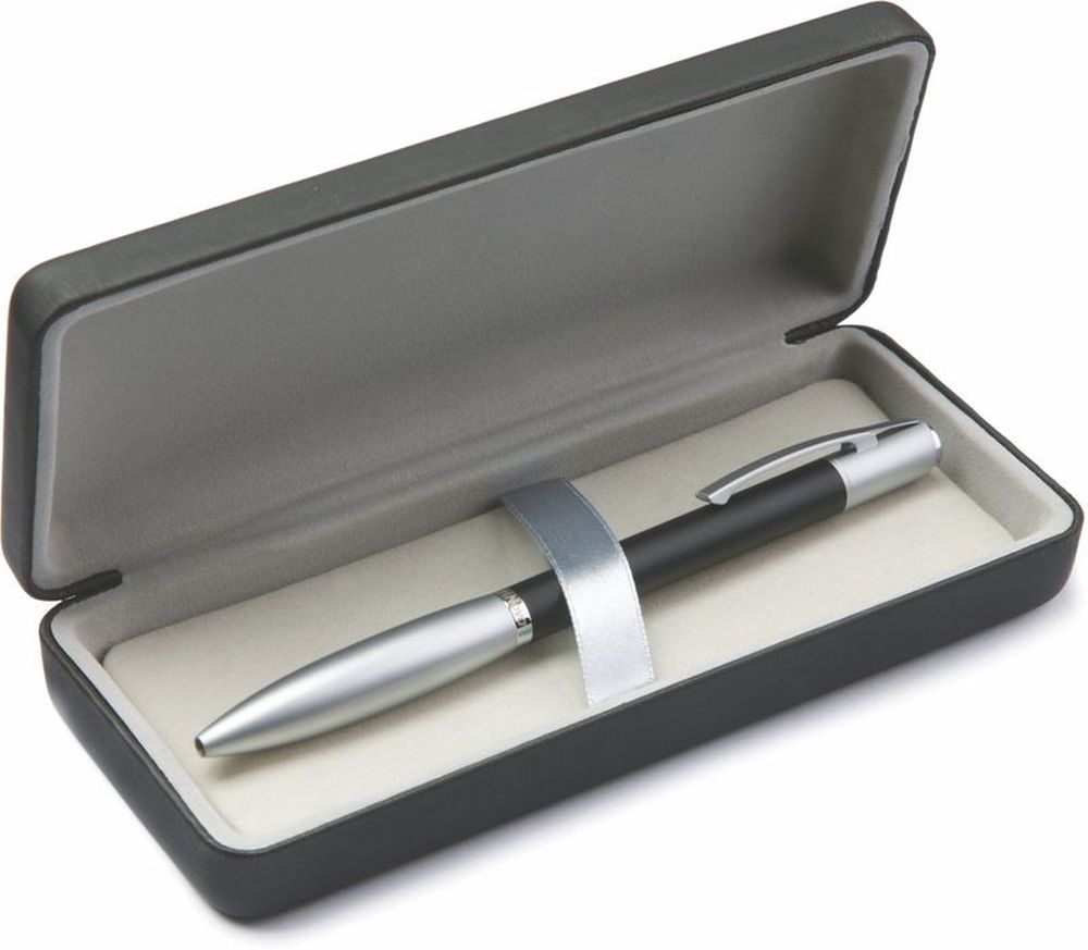 Ручка шариковая Scrinova Avanti, черный корпус с матовым серебром, в подар. упак.