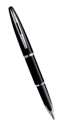 Ручка перьевая Waterman Carene (S0293970) Black ST (F) чернила: синий перо золото 18K посеребрение