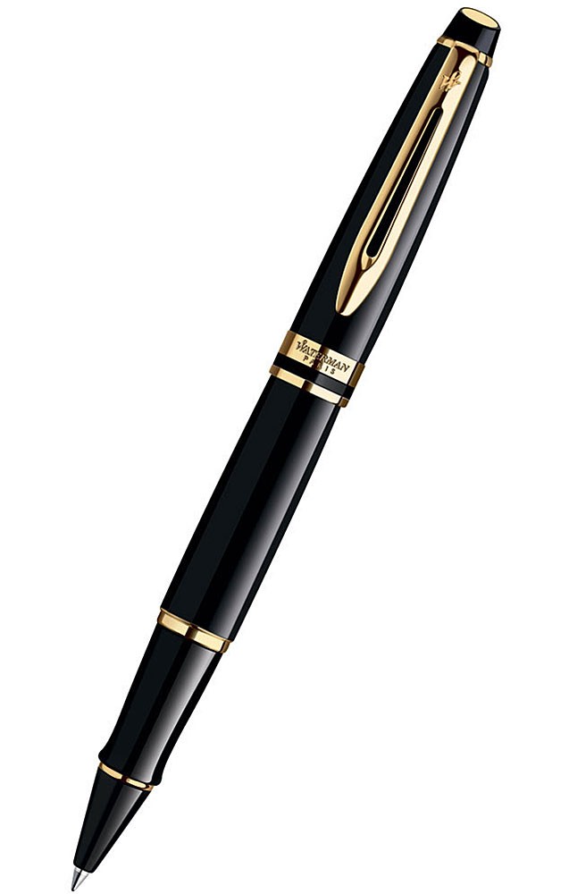 Ручка роллер Waterman Expert 3 (S0951680) Black Laque GT (F) чернила: черный латунь позолота 23К