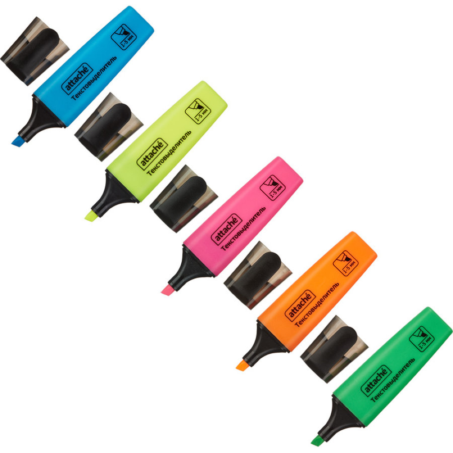 Набор текстовыделителей Attache Colored 1-5мм набор 5цв. 