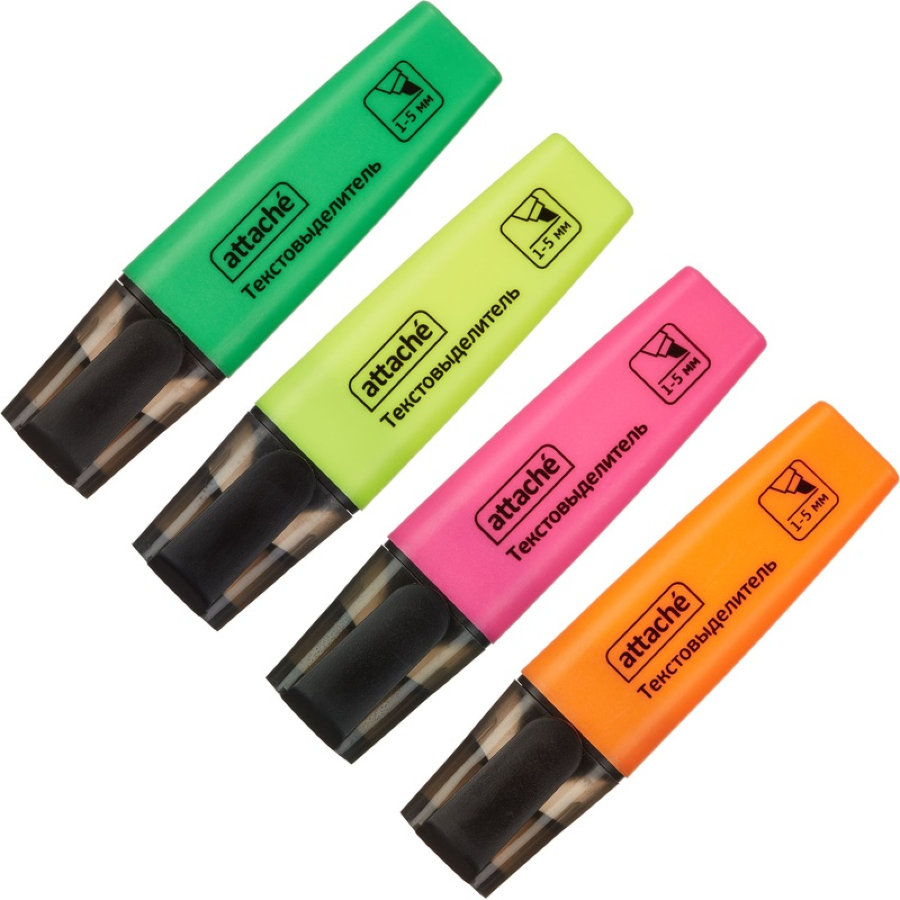 Набор текстовыделителей Attache Colored 1-5мм, 4цв. 