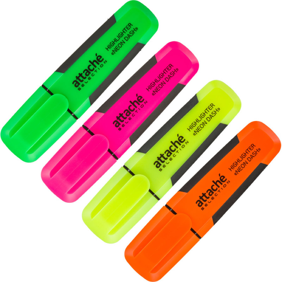 Набор текстовыделителей Attache Selection Neon Dash (толщина линии 1-5 мм, 4 цвета) 