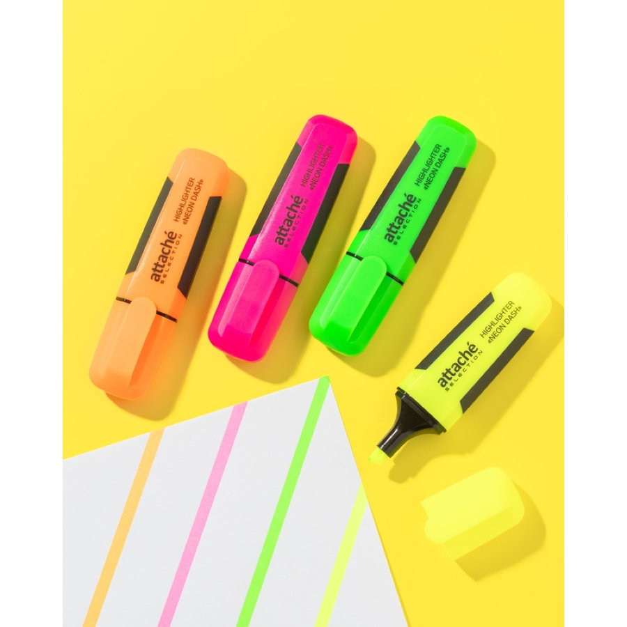 Набор текстовыделителей Attache Selection Neon Dash (толщина линии 1-5 мм, 4 цвета) 