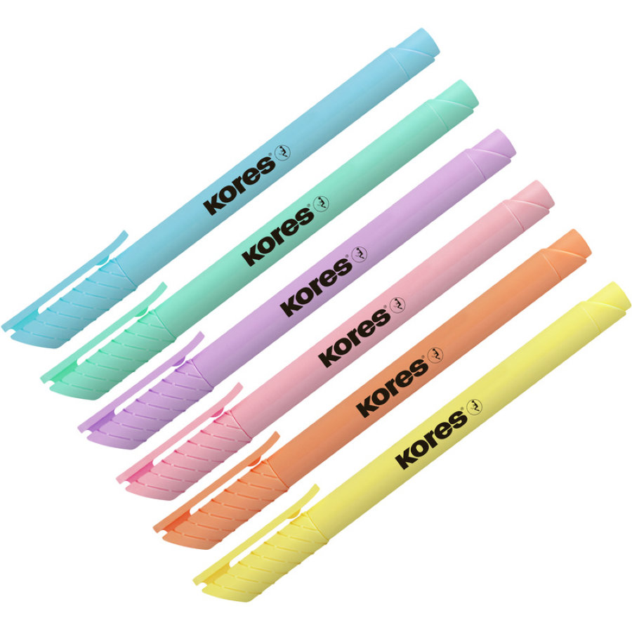Набор текстовыделителей Kores High Liner Pastel, 1-4 мм, 6 цв/уп 