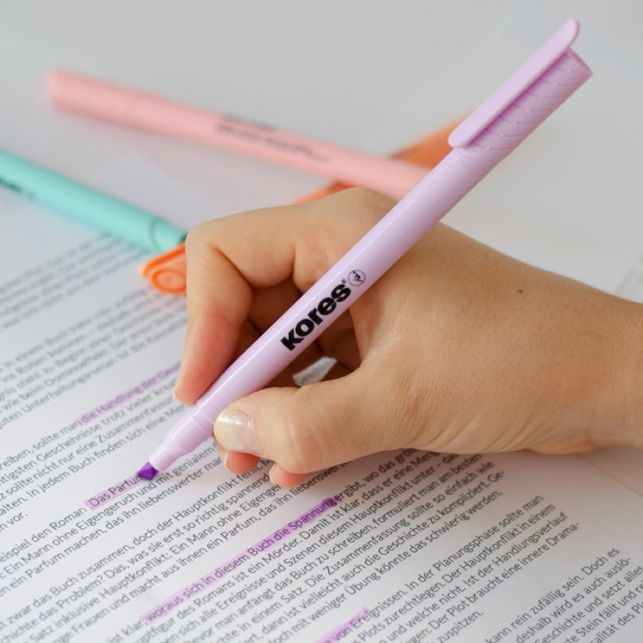Набор текстовыделителей Kores High Liner Pastel, 1-4 мм, 6 цв/уп 