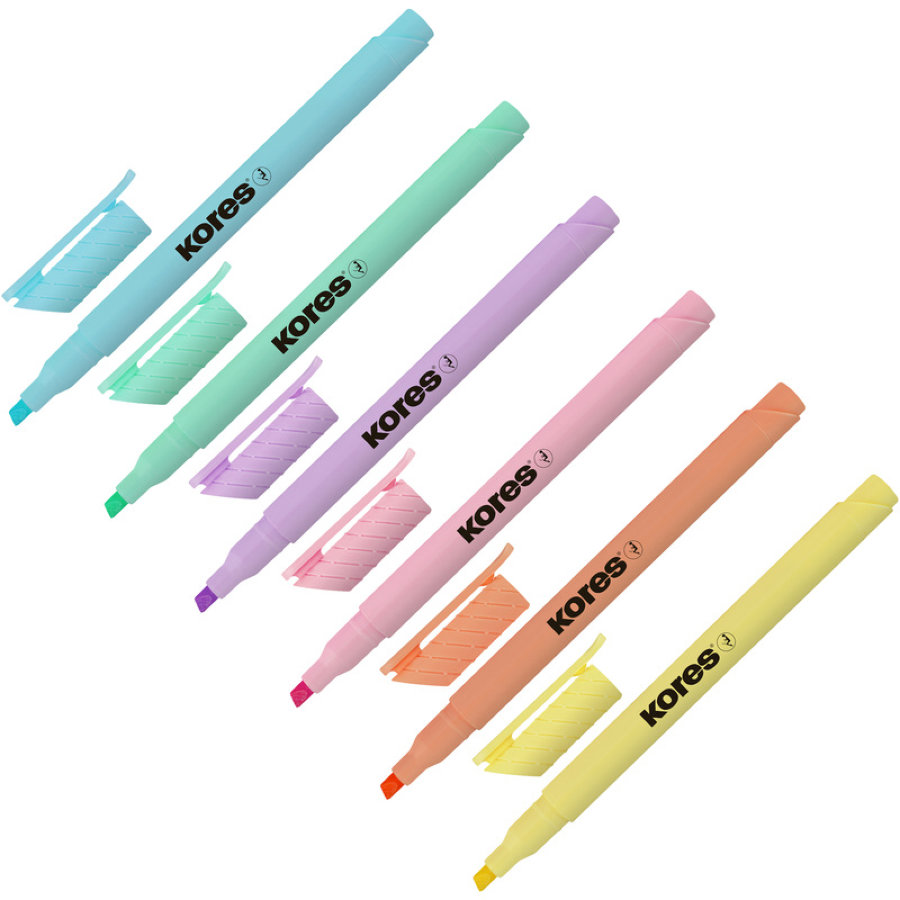Набор текстовыделителей Kores High Liner Pastel, 1-4 мм, 6 цв/уп 
