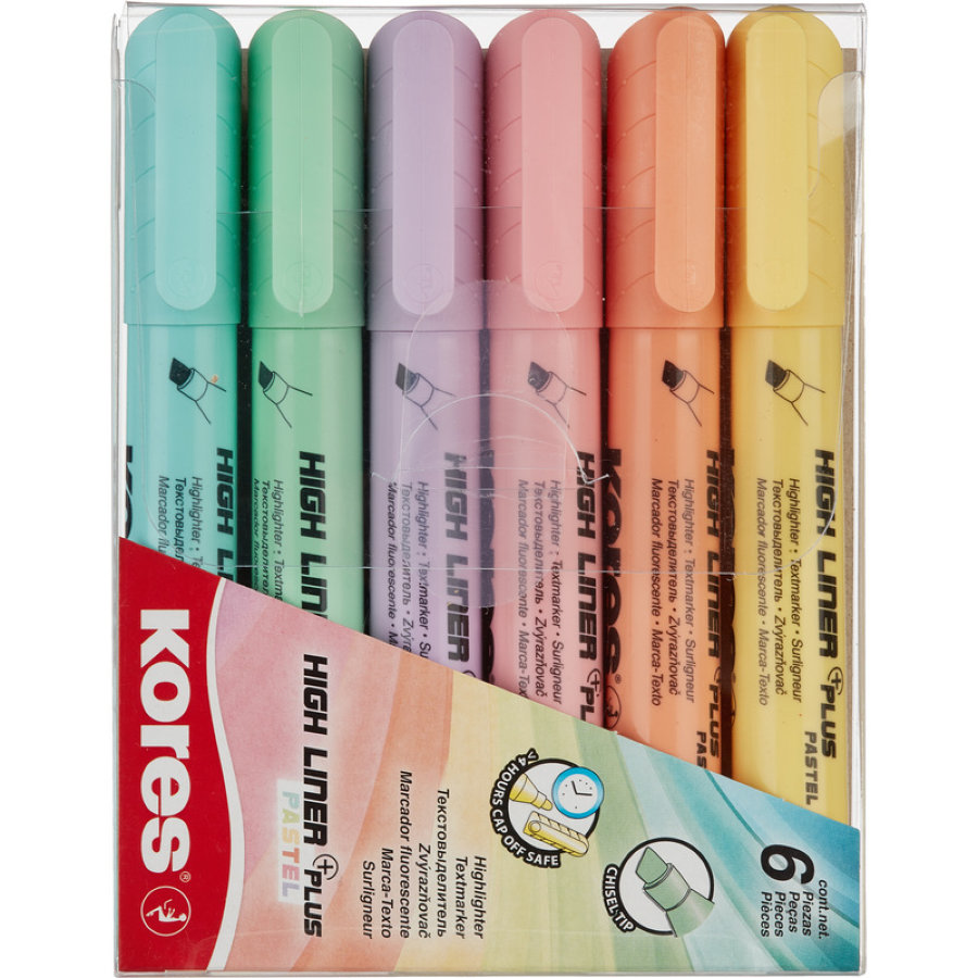 Набор текстовыделителей Kores High Liner Plus (толщина линии 1-5 мм, 6 цветов) 