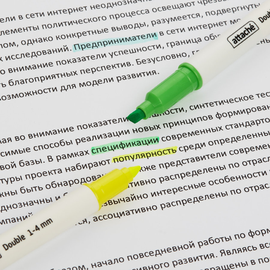 Набор текстовыделителей двусторонних Attache Double (толщина линии 1-4, 6 цветов) 