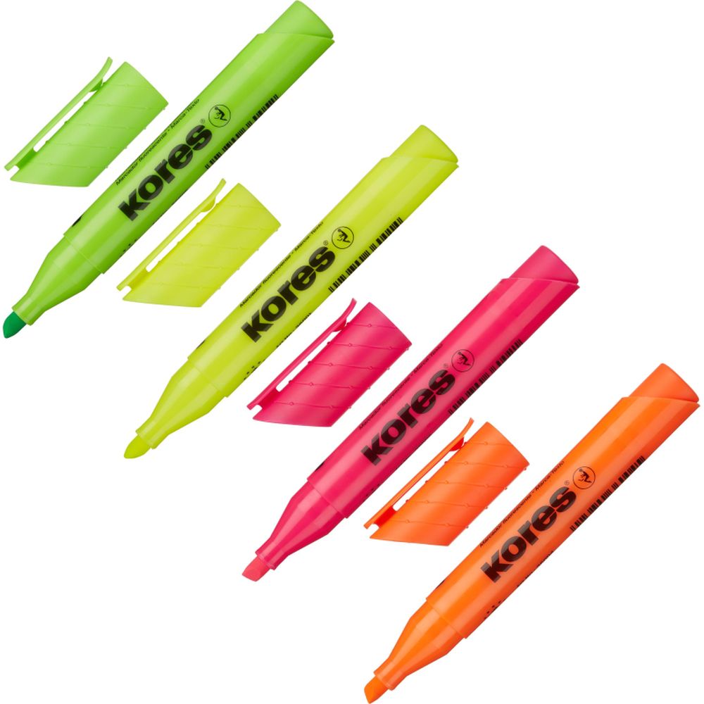 Набор текстовыделителей KORES 4шт/уп 36040