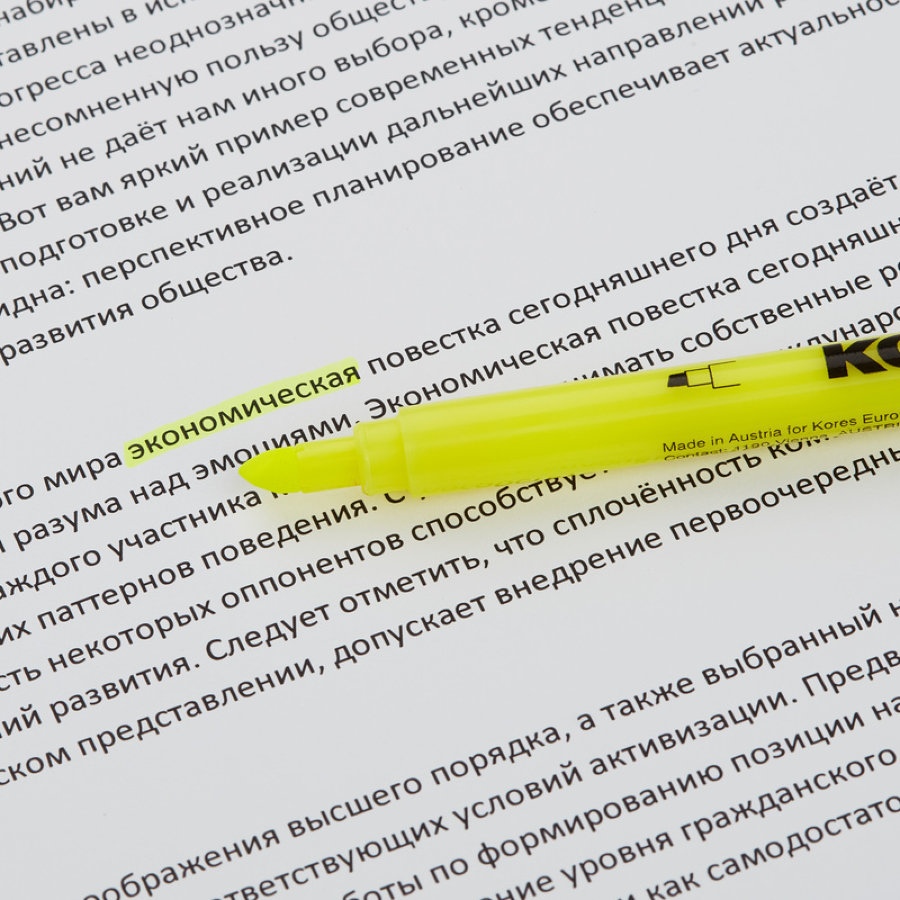 Маркер текстовыделитель Kores 0,5-3,5 мм желтый