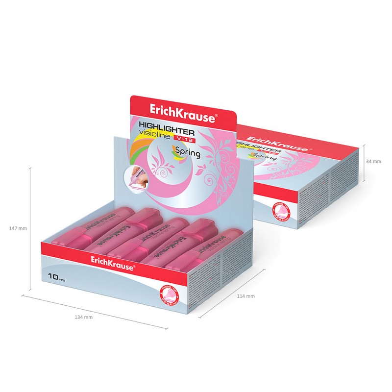 Текстовыделитель ErichKrause Visioline V-12 Spring, цвет чернил розовый 