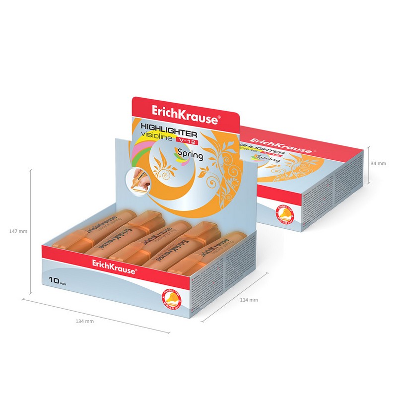 Текстовыделитель ErichKrause Visioline V-12 Spring, цвет чернил оранжевый