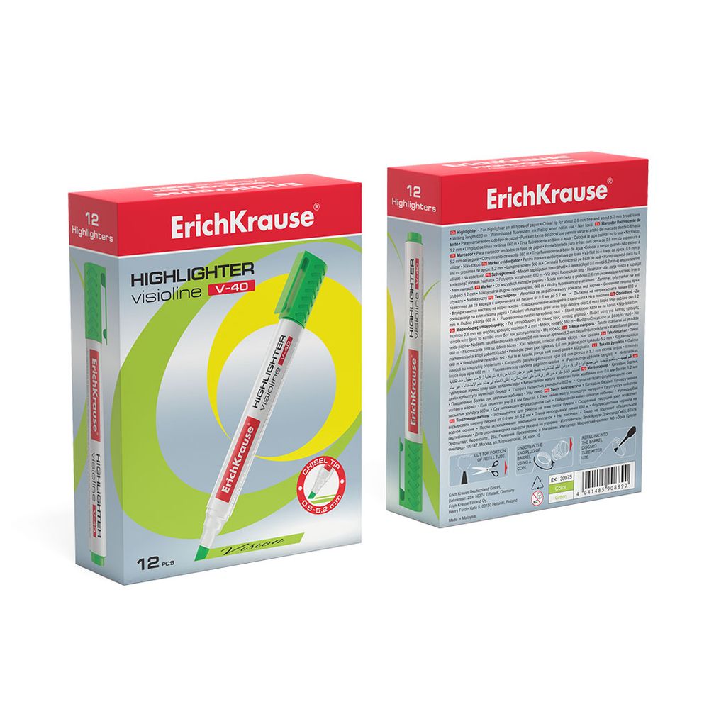 Текстмаркер ErichKrause Visioline V-40, цвет чернил зеленый