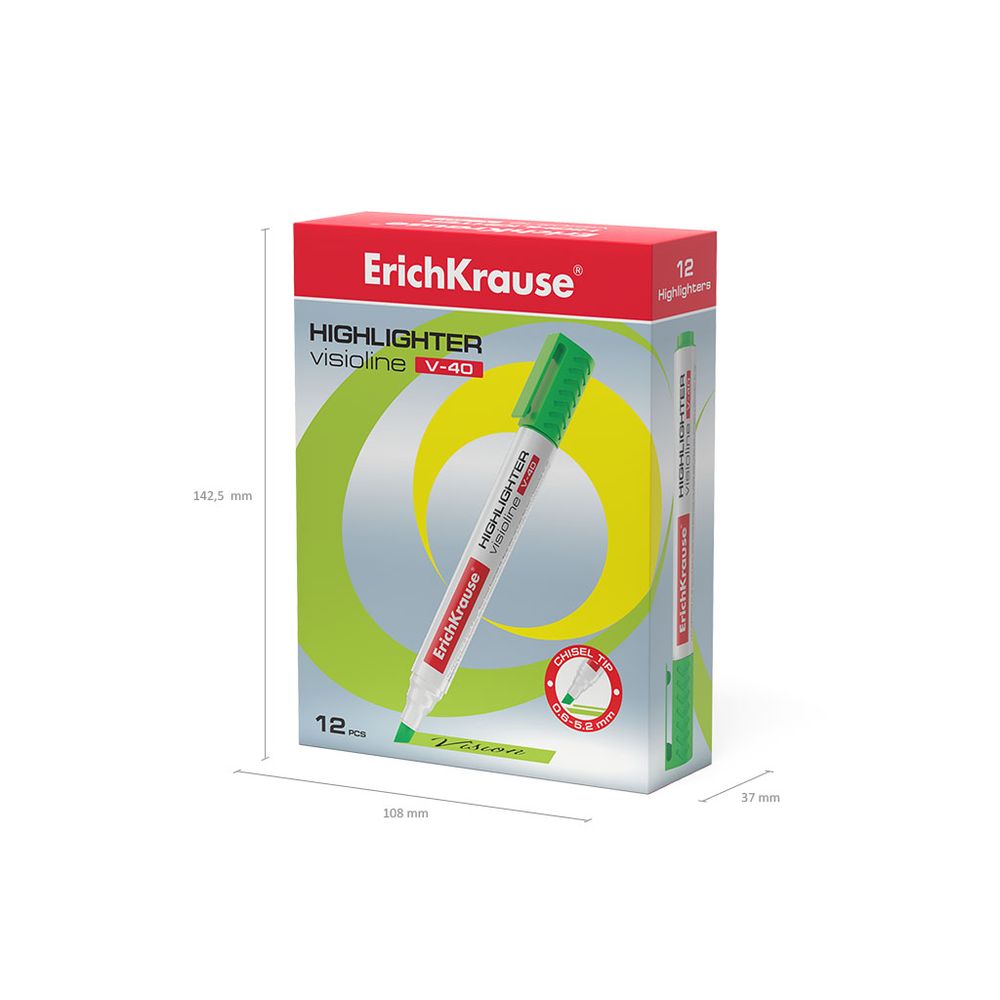 Текстмаркер ErichKrause Visioline V-40, цвет чернил зеленый