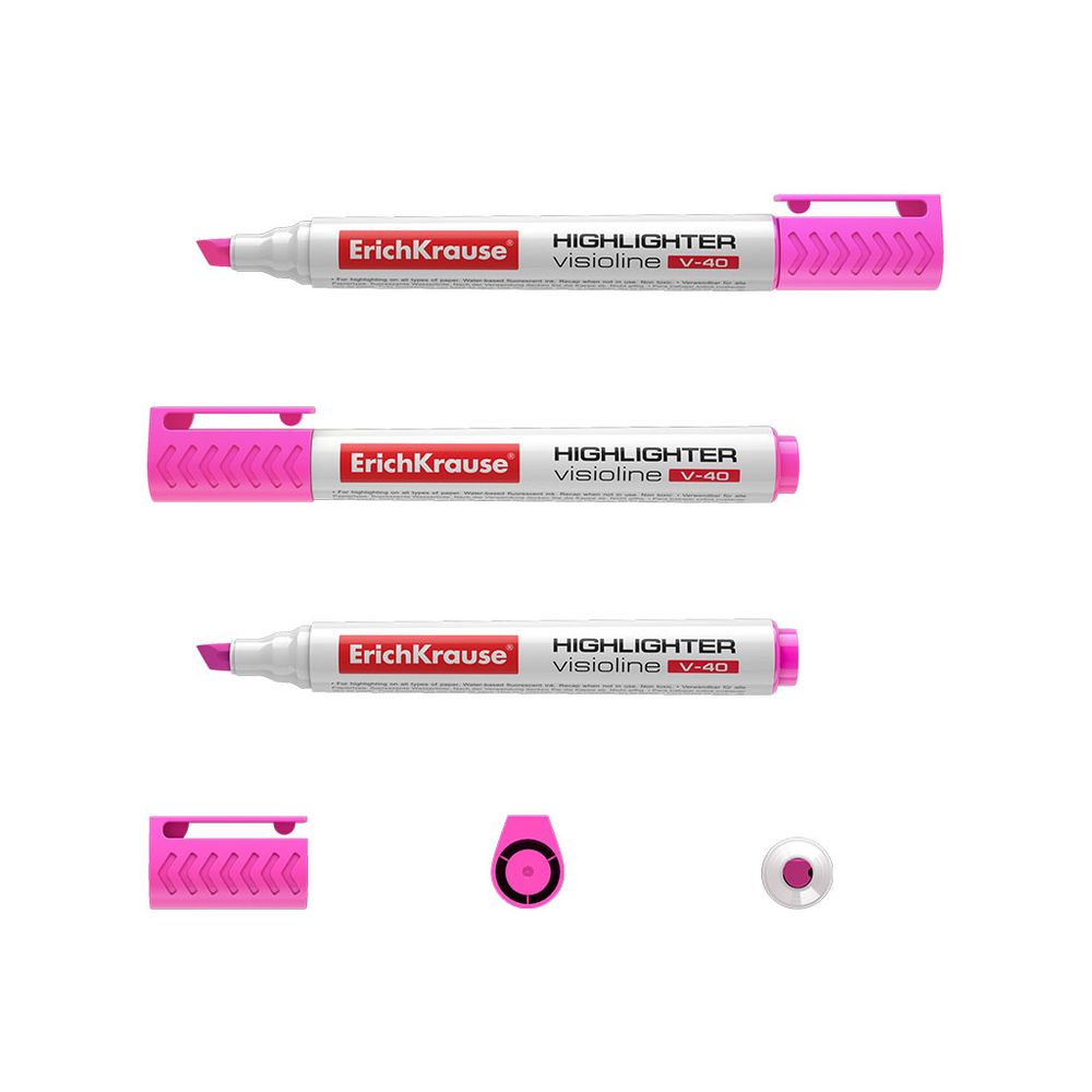 Текстмаркер ErichKrause Visioline V-40, цвет чернил розовый