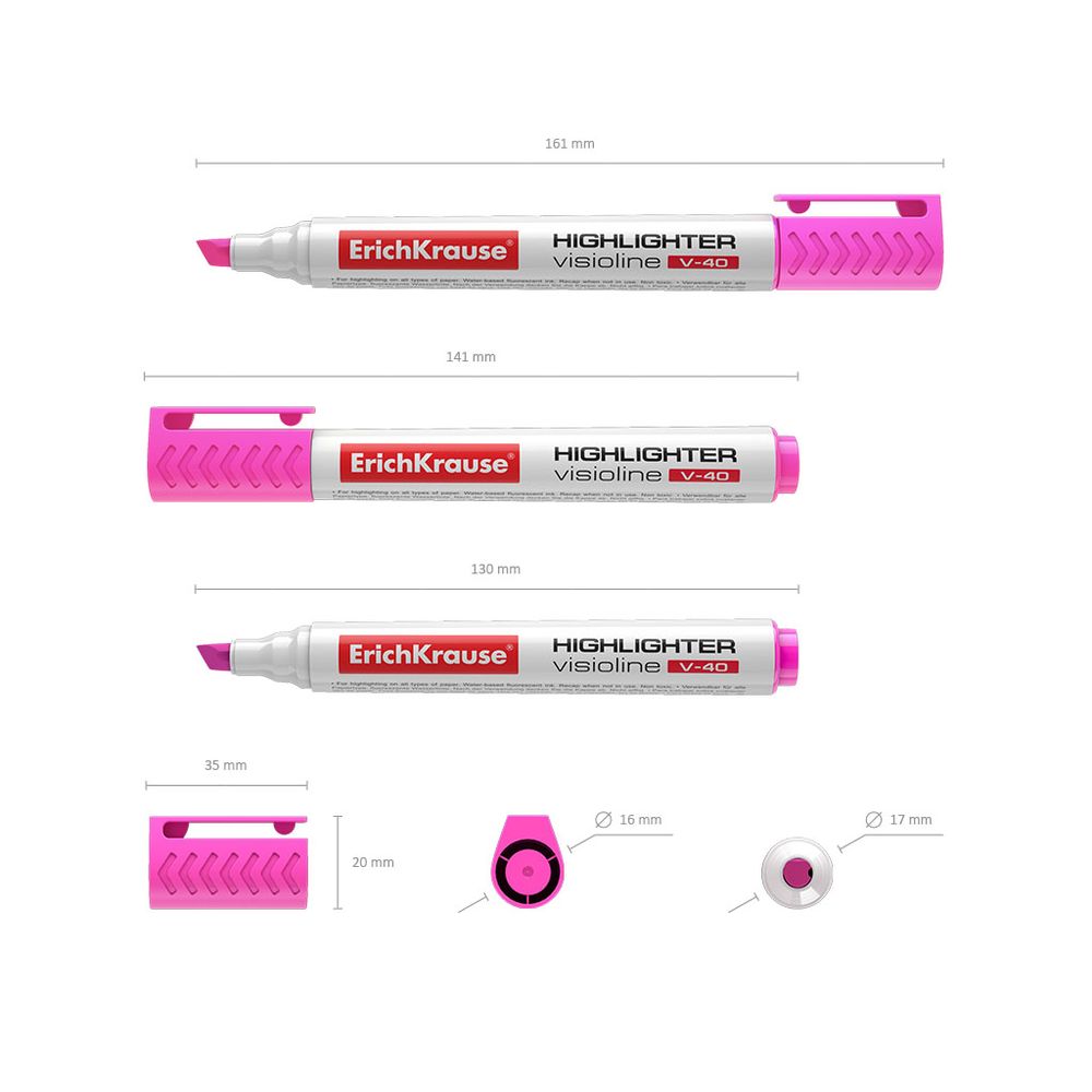 Текстмаркер ErichKrause Visioline V-40, цвет чернил розовый