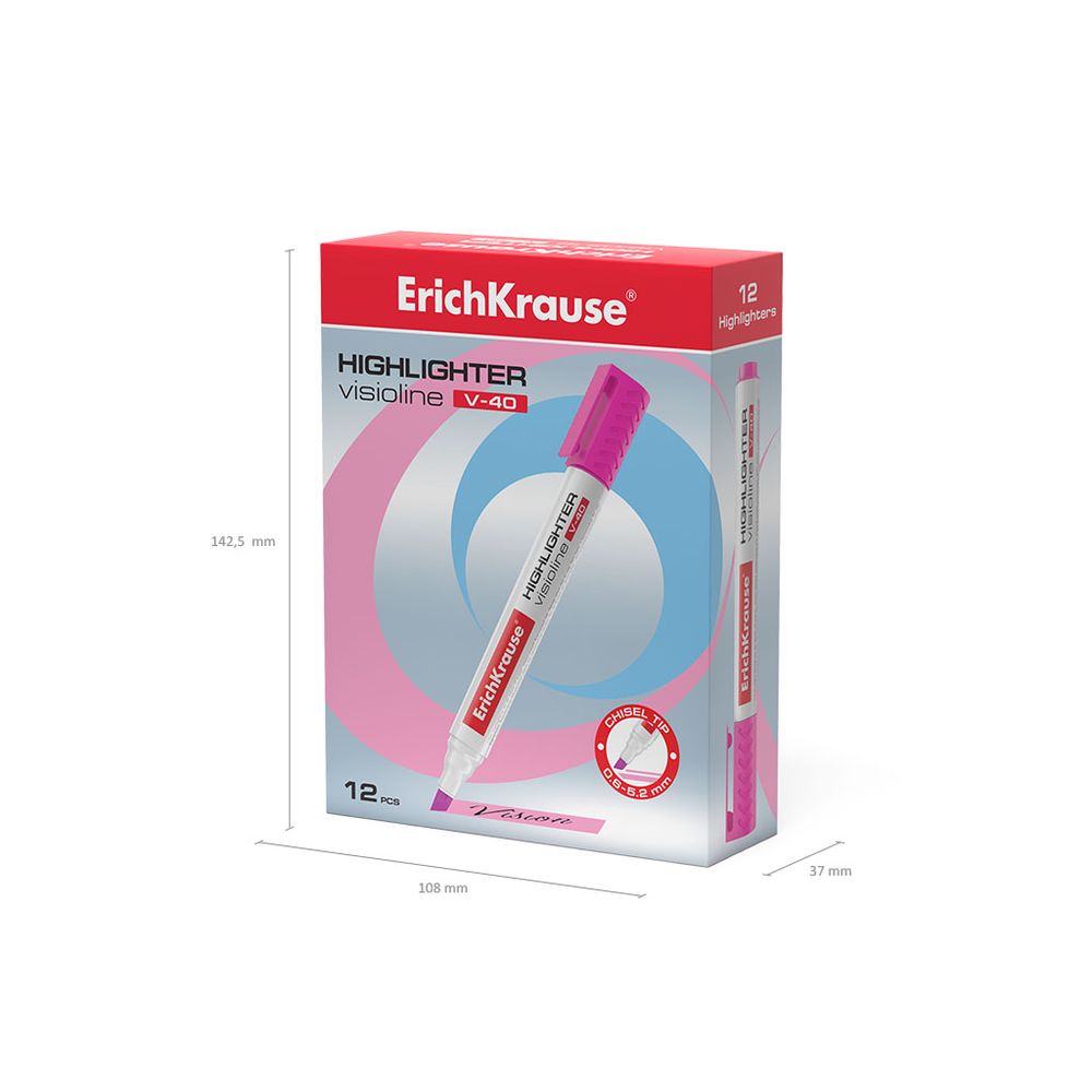 Текстмаркер ErichKrause Visioline V-40, цвет чернил розовый