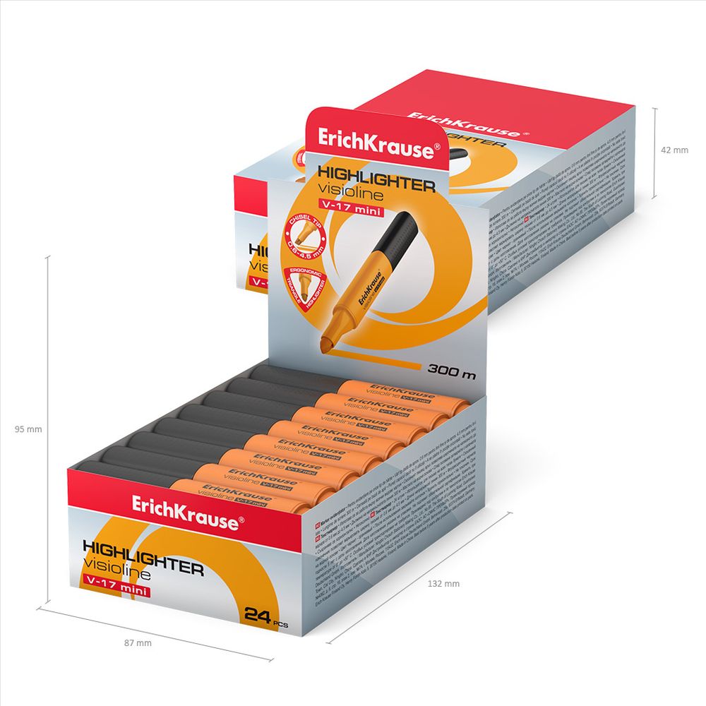 Текстмаркер ErichKrause Visioline V-17 Mini, цвет чернил оранжевый