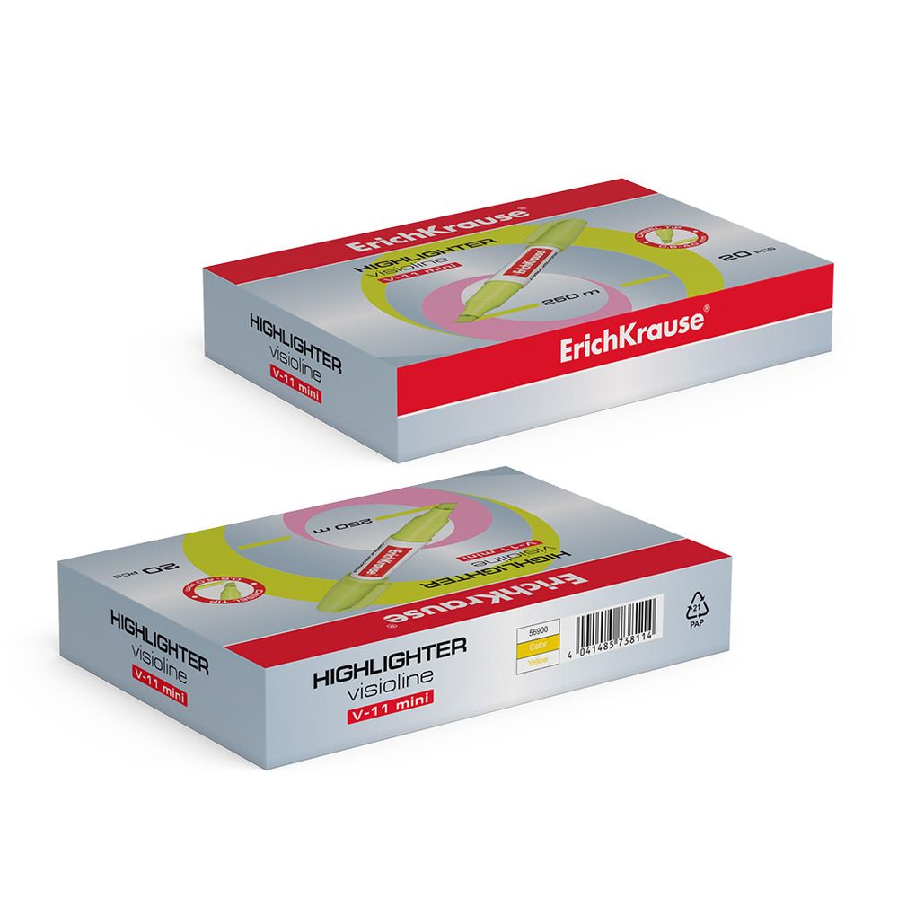 Текстмаркер ErichKrause Visioline V-11 Mini Neon, цвет чернил желтый 