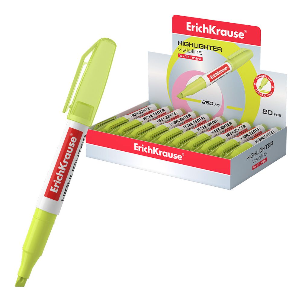 Текстмаркер ErichKrause Visioline V-11 Mini Neon, цвет чернил желтый 