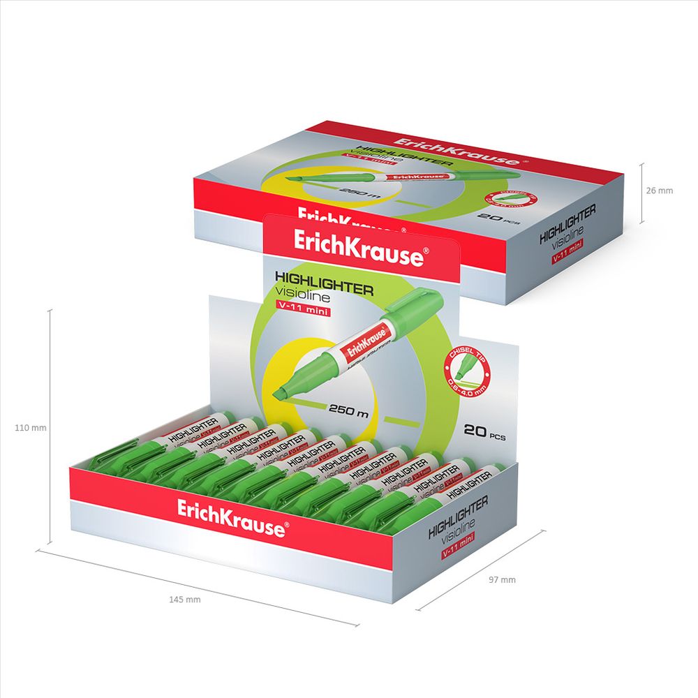 Текстмаркер ErichKrause Visioline V-11 Mini Neon, цвет чернил зеленый 