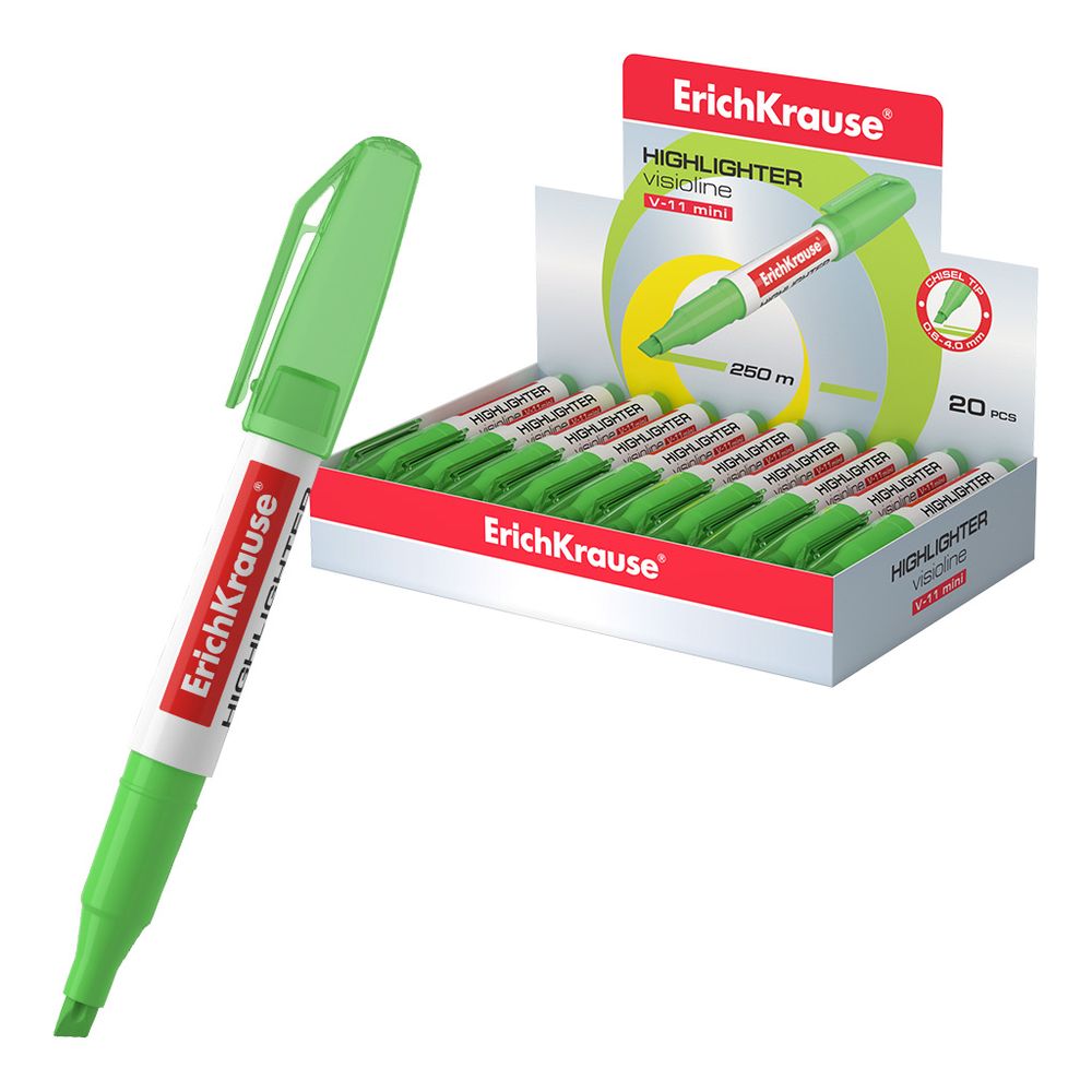 Текстмаркер ErichKrause Visioline V-11 Mini Neon, цвет чернил зеленый 